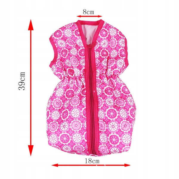 Sacchi a pelo per bambole 39x18 cm in tessuto premium rosa con chiusura lampo