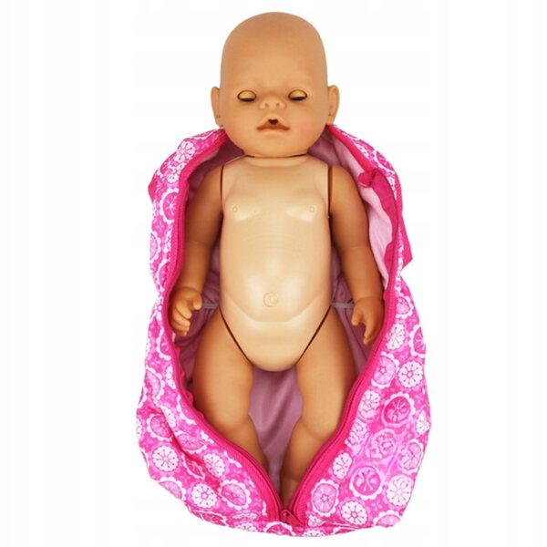 Sacchi a pelo per bambole 39x18 cm in tessuto premium rosa con chiusura lampo