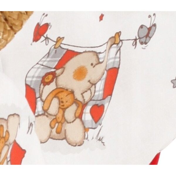 Babytrage aus Korbgeflecht für Puppen bis 43 cm mit roter Bettwäsche, Bayer Chic Elefanten