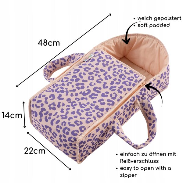 Howa Torf für Leo-Puppen 48 cm mit Purple Panther-Aufdruck – Zubehör für Puppen und Stofftiere