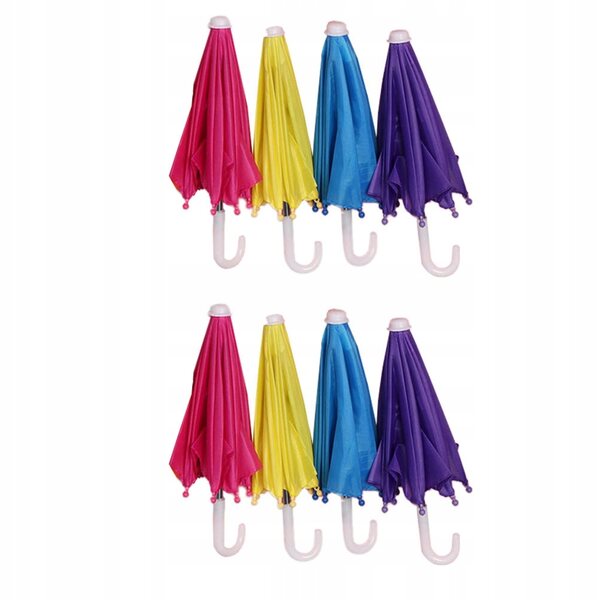 Set mit 8 Regenschirmen für Puppen aus Stoff und Kunststoff, Mini-Hausdekorationen