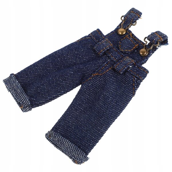Jeans mit Hosenträgern für 1/12 Puppen, dunkelblau, elegant