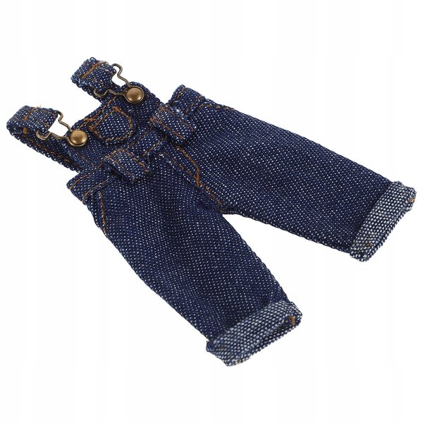 Jeans mit Hosenträgern für 1/12 Puppen, dunkelblau, elegant