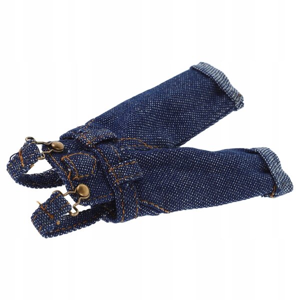 Jeans mit Hosenträgern für 1/12 Puppen, dunkelblau, elegant
