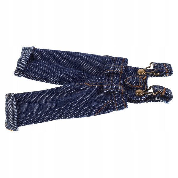 Jeans mit Hosenträgern für 1/12 Puppen, dunkelblau, elegant