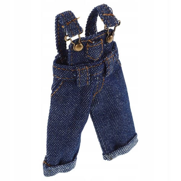 Jeans mit Hosenträgern für 1/12 Puppen, dunkelblau, elegant