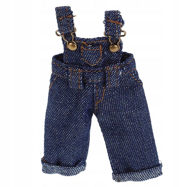 Jeans mit Hosenträgern für 1/12 Puppen, dunkelblau, elegant