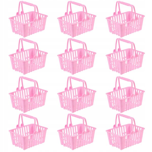 12 Mini-Körbe in Rosa für Kinder – Widerstandsfähige und leichte Spielkörbe