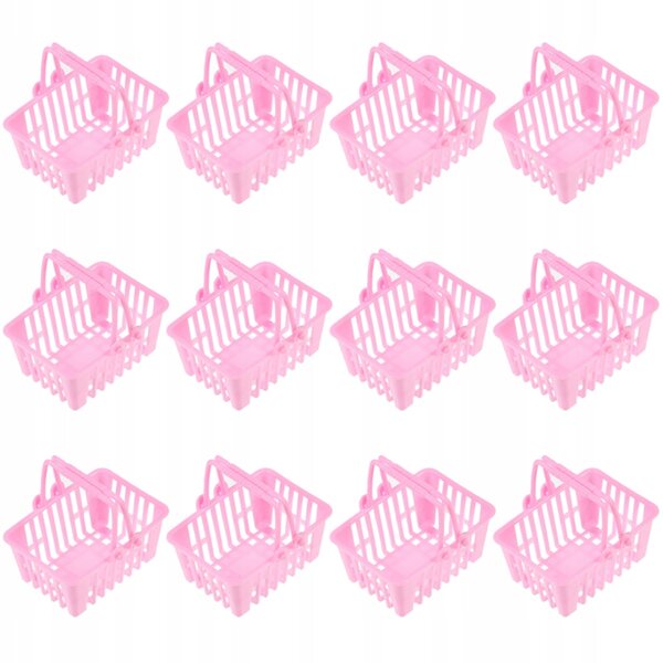 12 Mini-Körbe in Rosa für Kinder – Widerstandsfähige und leichte Spielkörbe