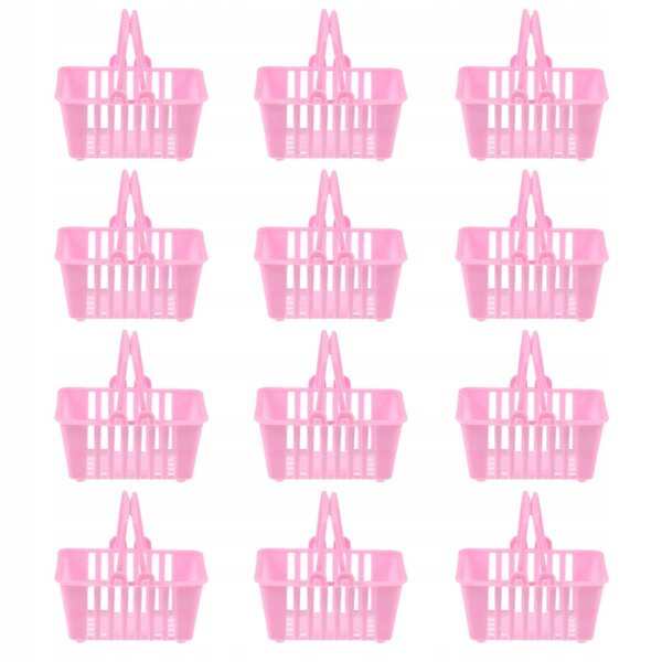 12 Mini-Körbe in Rosa für Kinder – Widerstandsfähige und leichte Spielkörbe