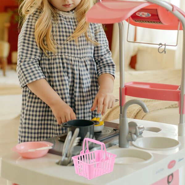 12 Mini-Körbe in Rosa für Kinder – Widerstandsfähige und leichte Spielkörbe