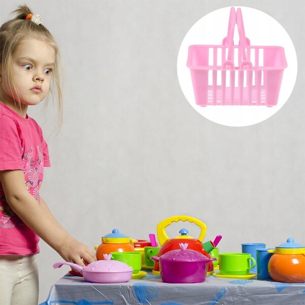 12 Mini-Körbe in Rosa für Kinder – Widerstandsfähige und leichte Spielkörbe