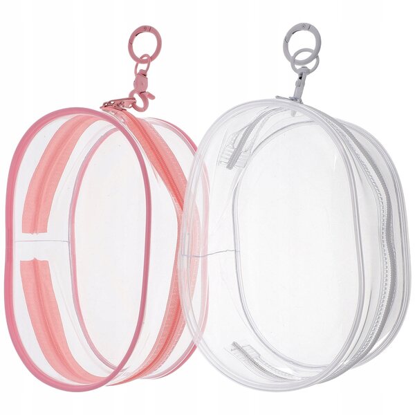 Set aus 2 transparenten Organizern für Minipuppen mit farbigen PVC-Schlüsselringen