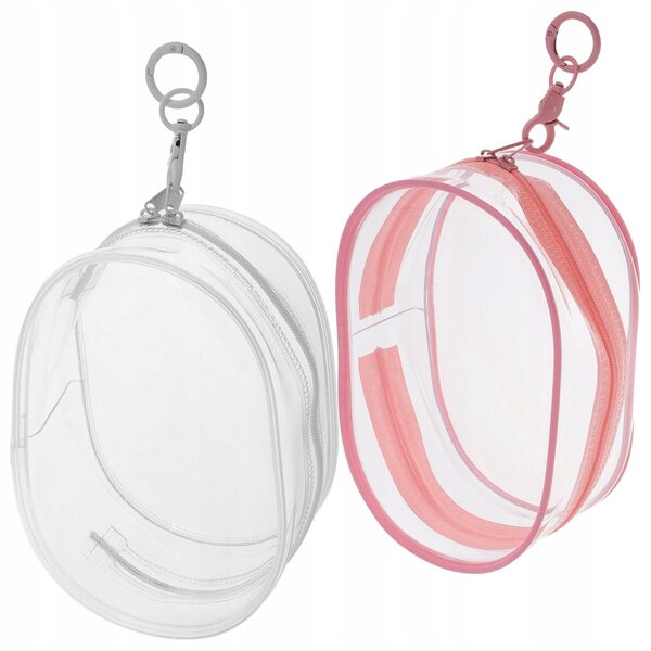 Set aus 2 transparenten Organizern für Minipuppen mit farbigen PVC-Schlüsselringen
