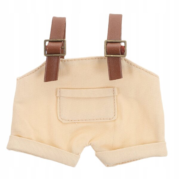 Overall mit Latzhose für 17 cm Puppen, beige, trendiger Denim