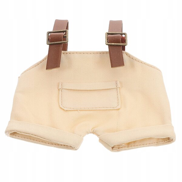 Overall mit Latzhose für 17 cm Puppen, beige, trendiger Denim