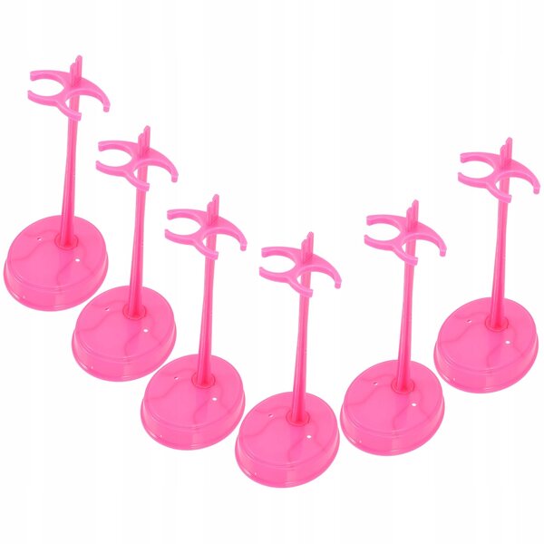Set mit 15 rosa Puppenständern aus Kunststoff und Metall, widerstandsfähig und praktisch