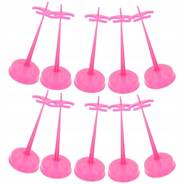 Set mit 15 rosa Puppenständern aus Kunststoff und Metall, widerstandsfähig und praktisch