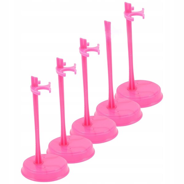 Set mit 15 rosa Puppenständern aus Kunststoff und Metall, widerstandsfähig und praktisch