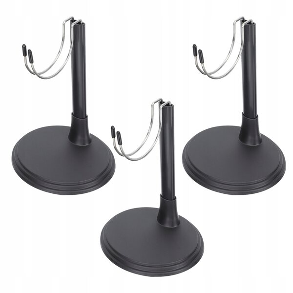 Set 3 Supporti Neri per Bambole 25cm in Acciaio e Plastica Resistenti