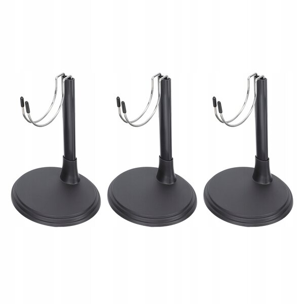 Set 3 Supporti Neri per Bambole 25cm in Acciaio e Plastica Resistenti
