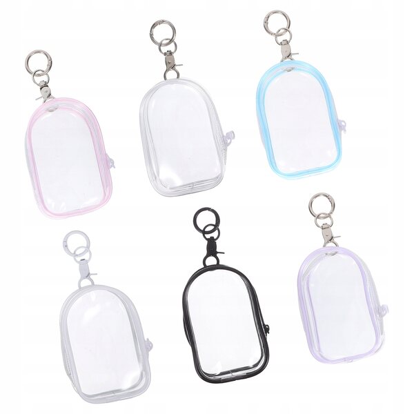 6 Stück transparente Mini-Hüllen mit Schlüsselanhänger für Minifiguren und Schlüsselringe