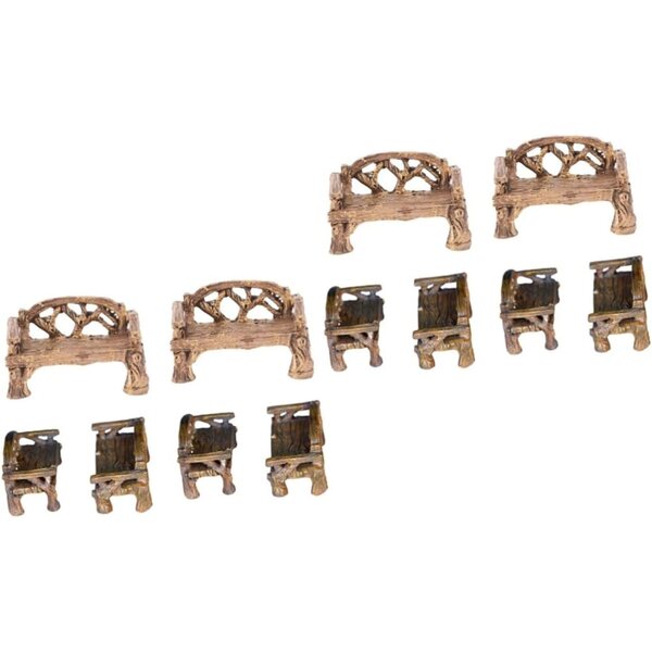 HEMOTON Set 2 Mini Sedie in Resina Marrone per Arredamento Miniatura Casa