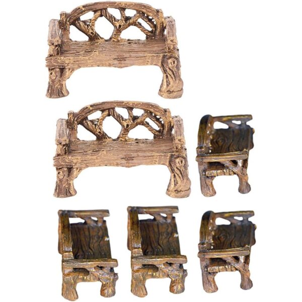 HEMOTON Set 2 Mini Sedie in Resina Marrone per Arredamento Miniatura Casa
