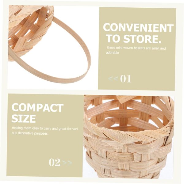 YARNOW 6 Mini Cestini Intrecciati in Rattan Rustici per Bomboniere e Decorazioni