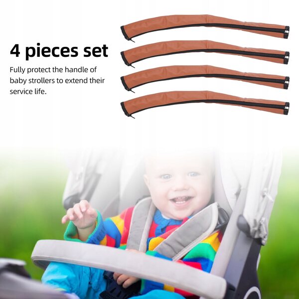 Set 4 coperture universali in pelle PU per maniglia passeggino 52x12 cm
