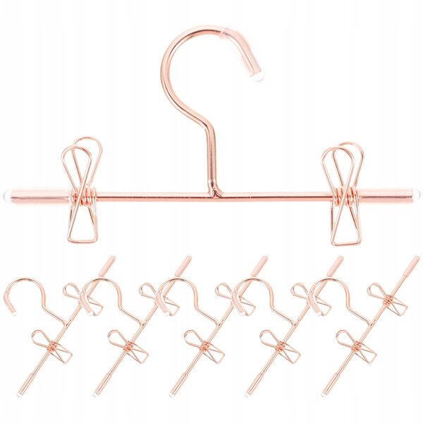 Mini-Puppenkleiderbügel aus roségoldenem Metall, 6 Stück, 7,5 cm