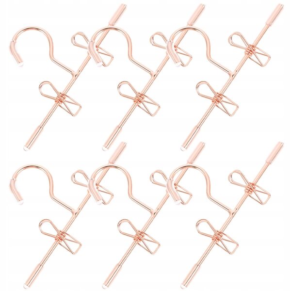 Mini-Puppenkleiderbügel aus roségoldenem Metall, 6 Stück, 7,5 cm