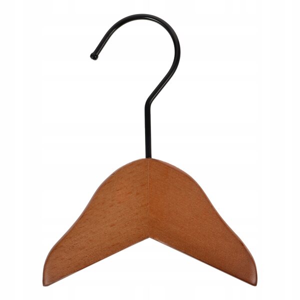 Mini gruccia per bambole in legno beige, accessorio per organizzare abiti in miniatura