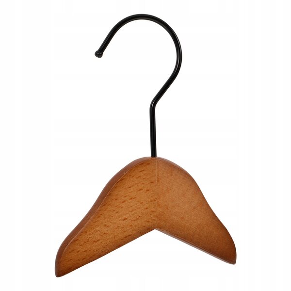 Mini gruccia per bambole in legno beige, accessorio per organizzare abiti in miniatura