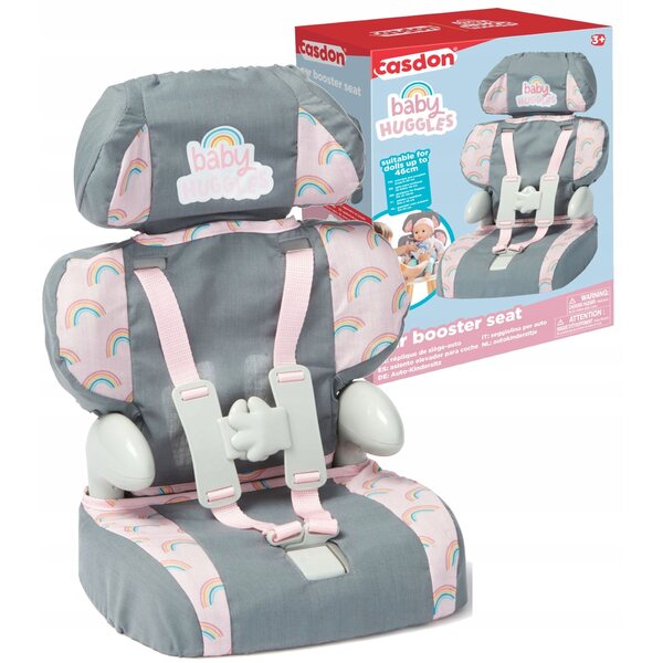 Autositz für Casdon Baby Huggles Puppen bis 46 cm, grau und rosa