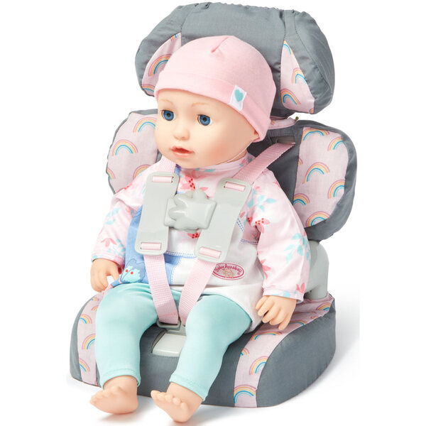 Autositz für Casdon Baby Huggles Puppen bis 46 cm, grau und rosa