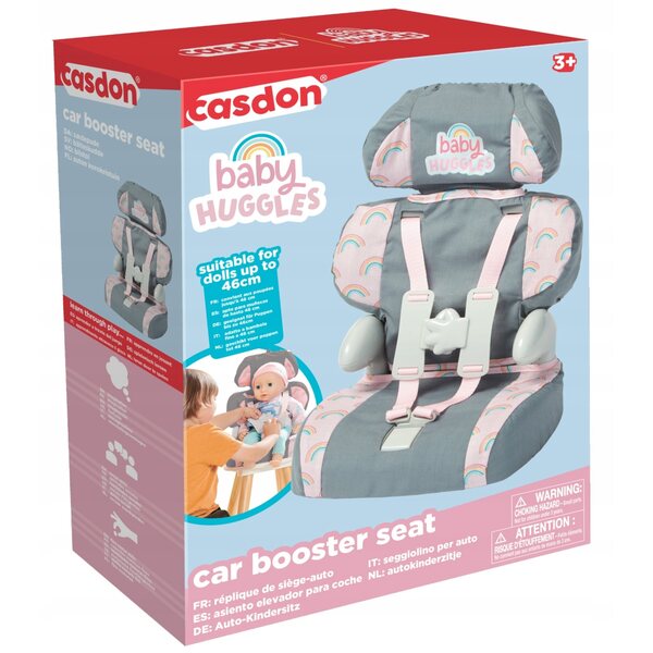 Autositz für Casdon Baby Huggles Puppen bis 46 cm, grau und rosa