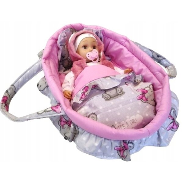 Marsupio per bambole con copertina cuscino e fiocco in cotone Jackmar