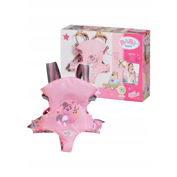 Baby Born Babytrage, rosa, mit verstellbaren Trägern für 36–43 cm große Puppen