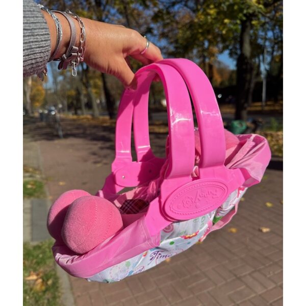 Porta bambole rosa 37 cm in plastica e tessuto per bambini dai 3 anni