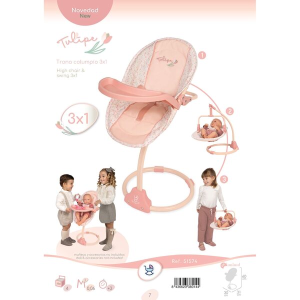 DeCuevas Tulipe 3 in 1: Futterstuhl, Schaukel und Puppenständer