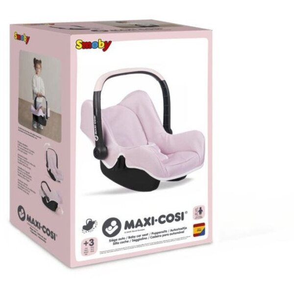 Smoby Maxi Cosi hellrosa Autositz für Puppen, ideal für Kinder ab 3 Jahren