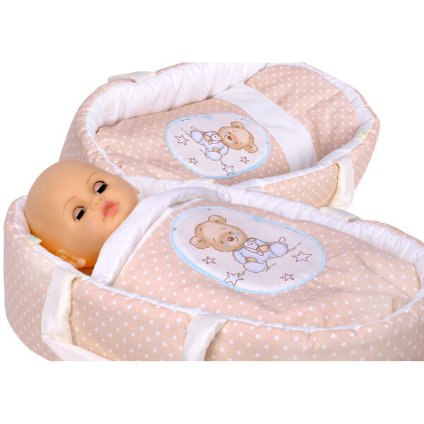 Marsupio per bambole 45 cm, beige con pois - anallergico, cotone BOBO