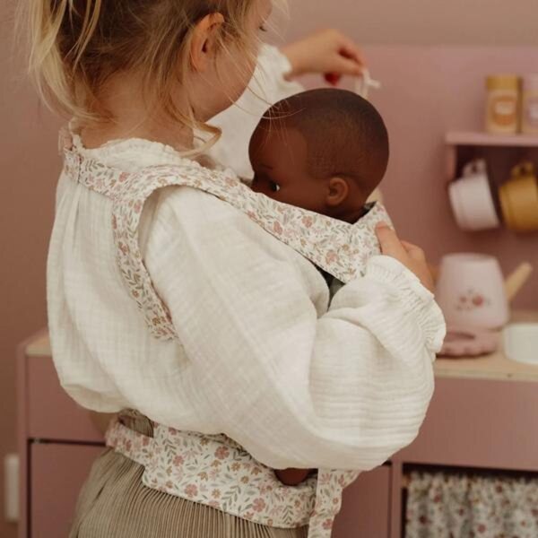 Little Dutch Babytrage für Puppen mit weichem Blumendesign für Kinder ab 3 Jahren