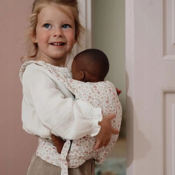 Little Dutch Babytrage für Puppen mit weichem Blumendesign für Kinder ab 3 Jahren