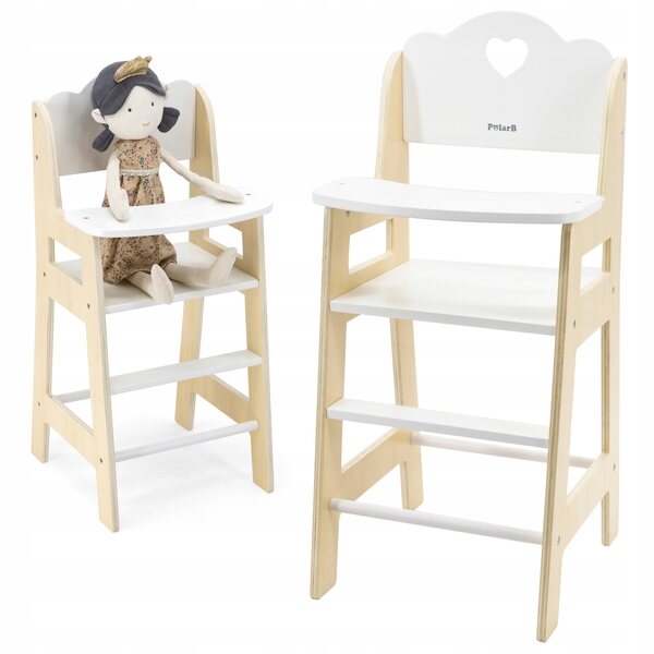 VIGA PolarB - Seggiolino in legno bianco per bambole, 3+ anni, 24x24x51,5 cm