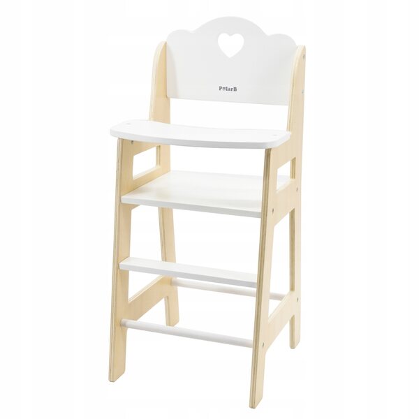 VIGA PolarB - Seggiolino in legno bianco per bambole, 3+ anni, 24x24x51,5 cm