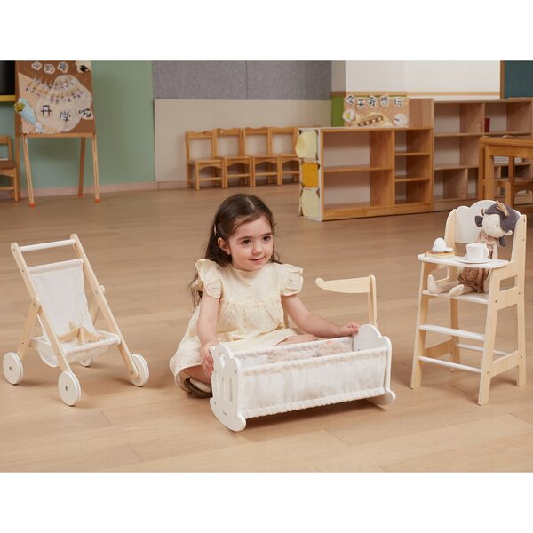 VIGA PolarB - Seggiolino in legno bianco per bambole, 3+ anni, 24x24x51,5 cm