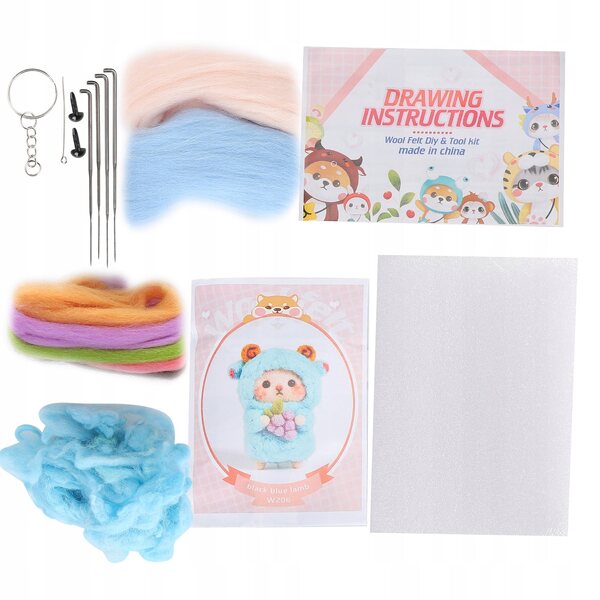 Set per Feltro Lana per Creare Pecorella Plush DIY Principianti Blu