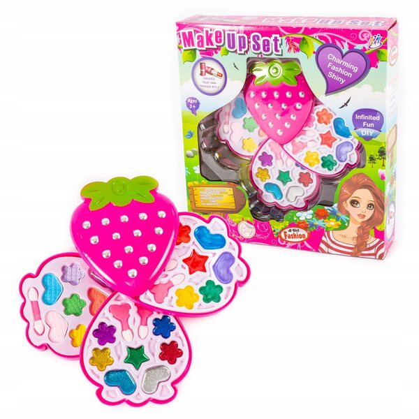 Make-up-Set für Mädchen mit Kosmetika und Accessoires in einer Midex-Erdbeerbox